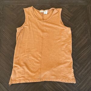 Max Studio Sleeveless Tank Top Small Tan Brown Loose Fit Casual Draped Blouse